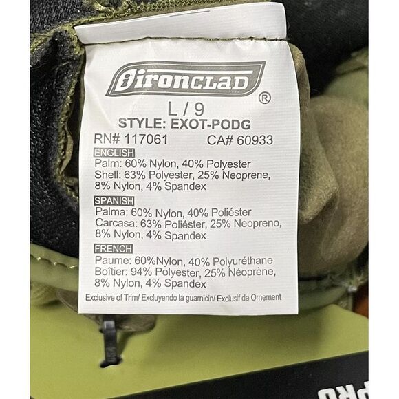 Ironclad Tactical Pro Glove EXOT-PODG-04-L Work Glove Olive Drab, Large - Picture 7 of 8